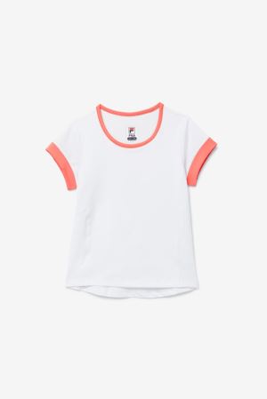 FILA Core Sleeve Top Clothing White / Coral,Kids Tennis | CA.ICJRDX523